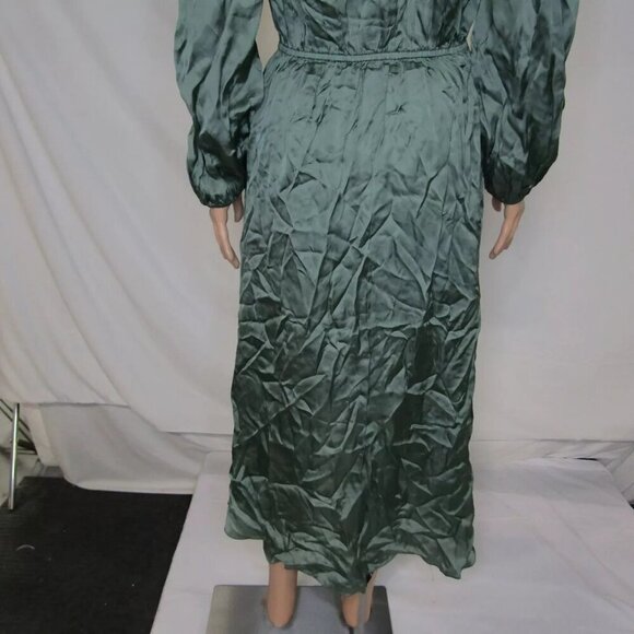 NEW MAJE Womens Satin Look Maxi Dress Size M/IT 38 Emerald Green - Picture 9 of 16